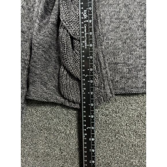 Converse All Star Gray Black Marl Open-Front Cable Knit Cardigan Sweater Size M - Picture 7 of 7